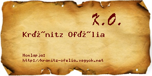 Kránitz Ofélia névjegykártya
